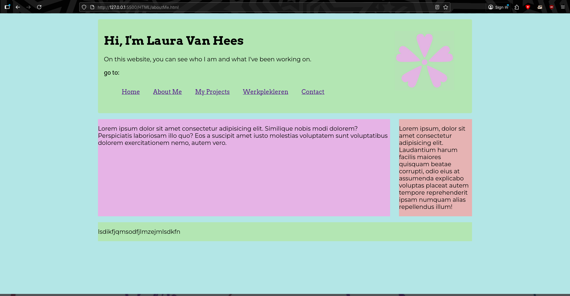 eerste prototype van de website